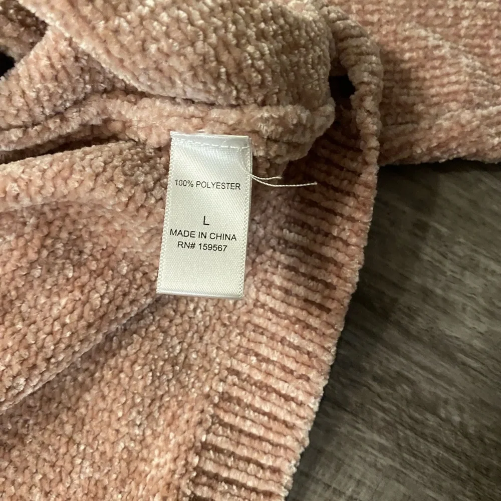 Plush Chenille Crewneck Sweater - Dusty Rose - Picture 3 of 3